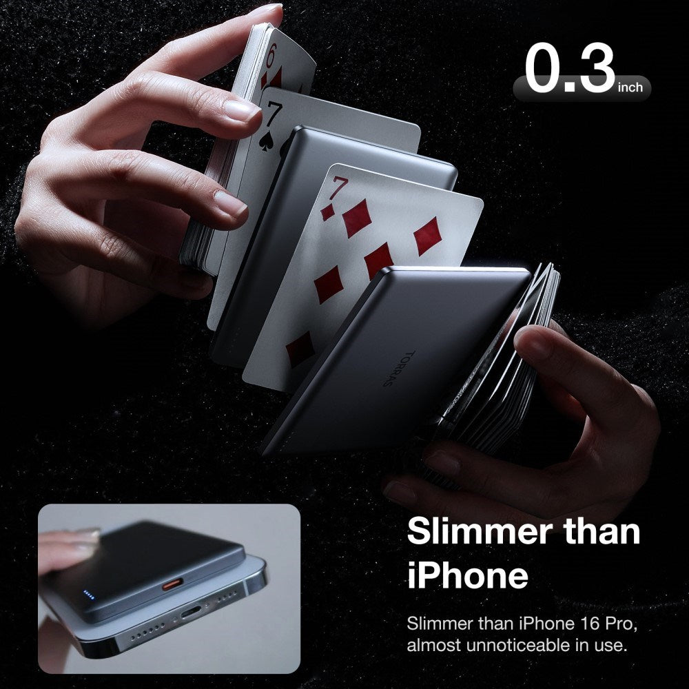 TORRAS MiniMag Power Bank 5,000 mAh - Magnetic - Grey