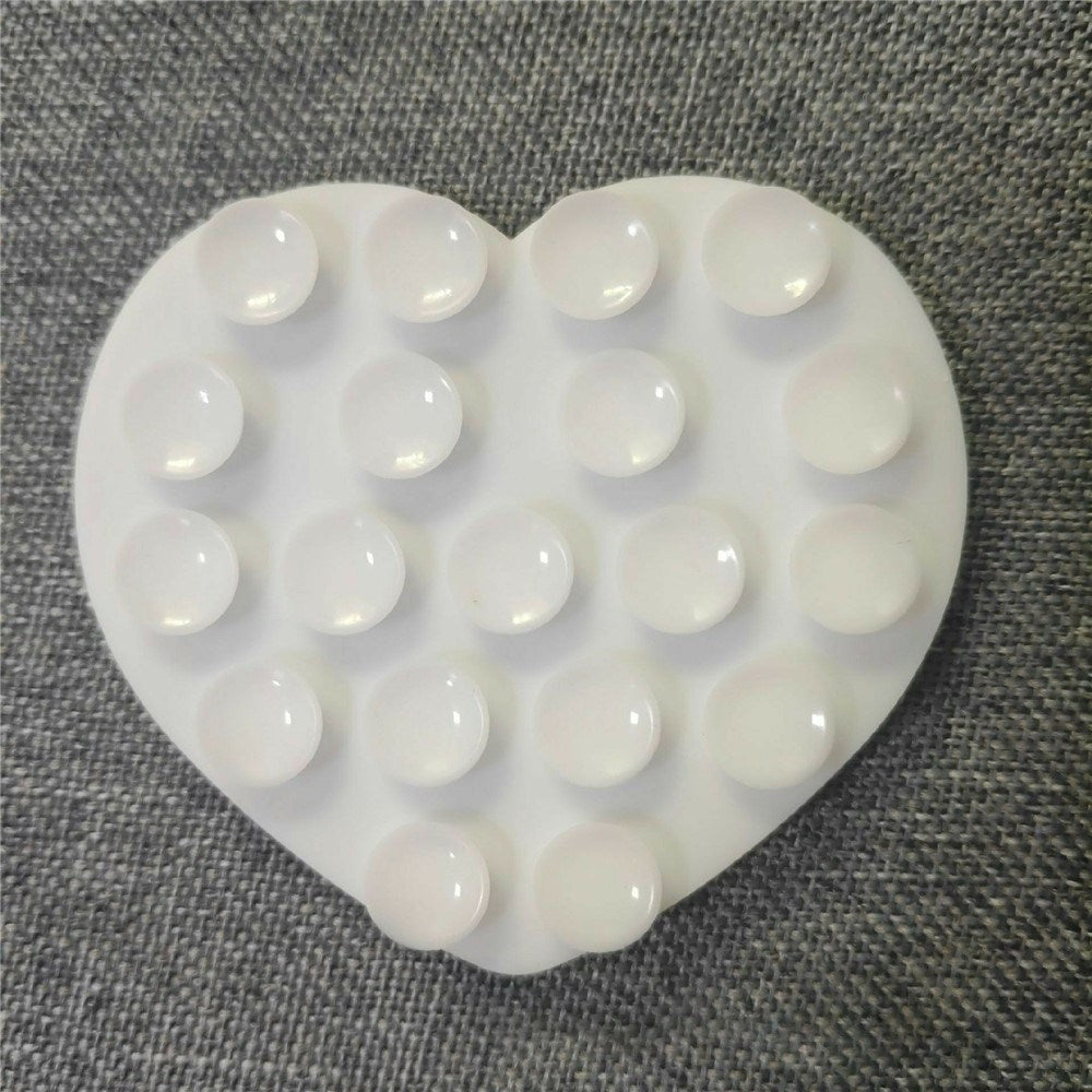 Heart-Shaped Silicone Suction Cup Phone Holder - White
