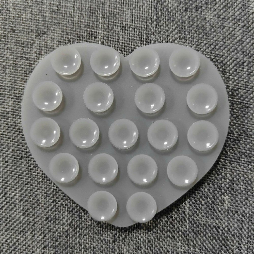 Heart-Shaped Silicone Suction Cup Phone Holder - Grey
