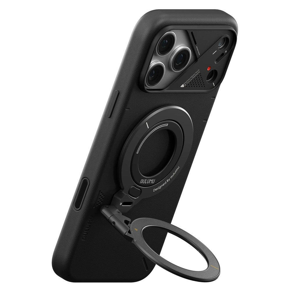 AULUMU 2-in-1 Magnetic Finger Ring / Mobile Stand - 360° Rotatable - MagSafe Compatible - Black