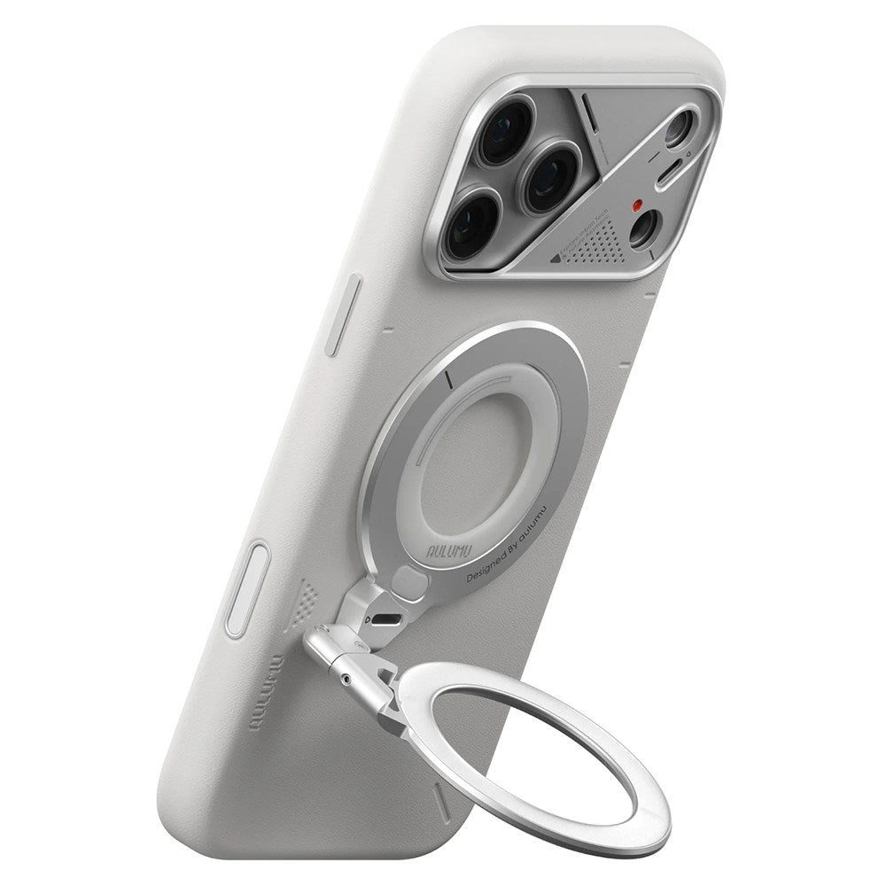AULUMU 2-in-1 Magnetic Finger Ring / Mobile Stand - 360° Rotatable - MagSafe Compatible - Silver