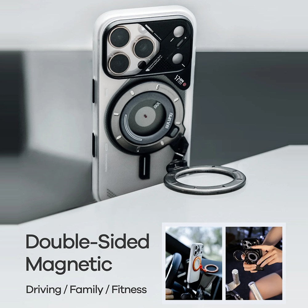 AULUMU Magnetic 360° Rotating Mobile Holder with Z-Axis - MagSafe Compatible - Black
