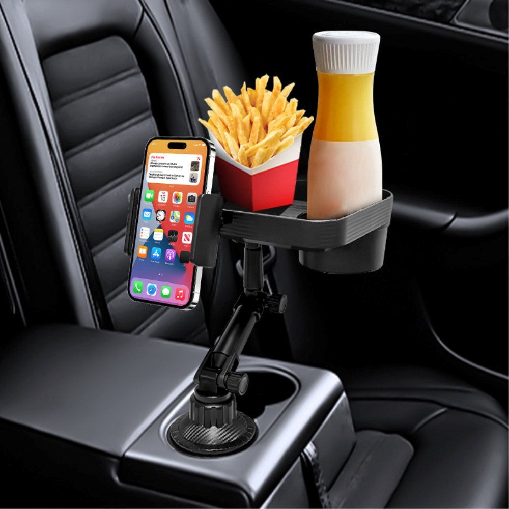 Multifunctional Mobile Holder for Cup Holder in Car - Rotatable - Max Mobile: 60 - 90mm - Black