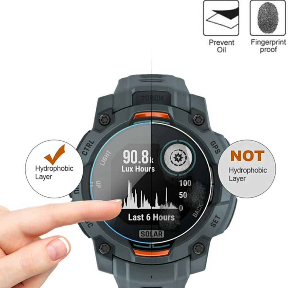 Garmin Instinct 3 Solar (45mm) Tempered Protective Glass - 3 pcs - Transparent