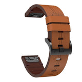 Universal Garmin 22mm QuickFit Leather Strap - Dark Brown