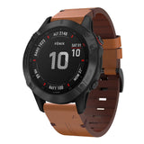 Universal Garmin 22mm QuickFit Leather Strap - Dark Brown