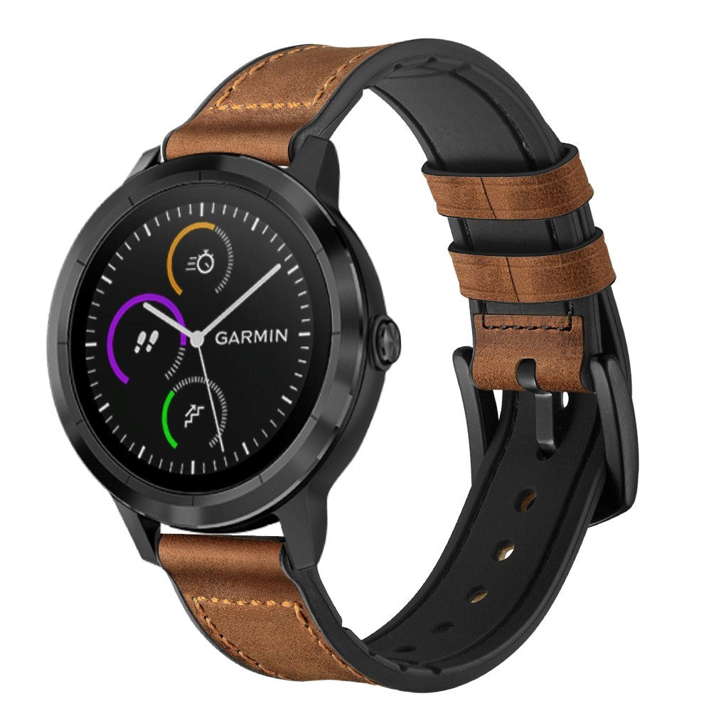 Smartwatch Leather Coated Silicone Strap (20mm QuickFit) - Brown