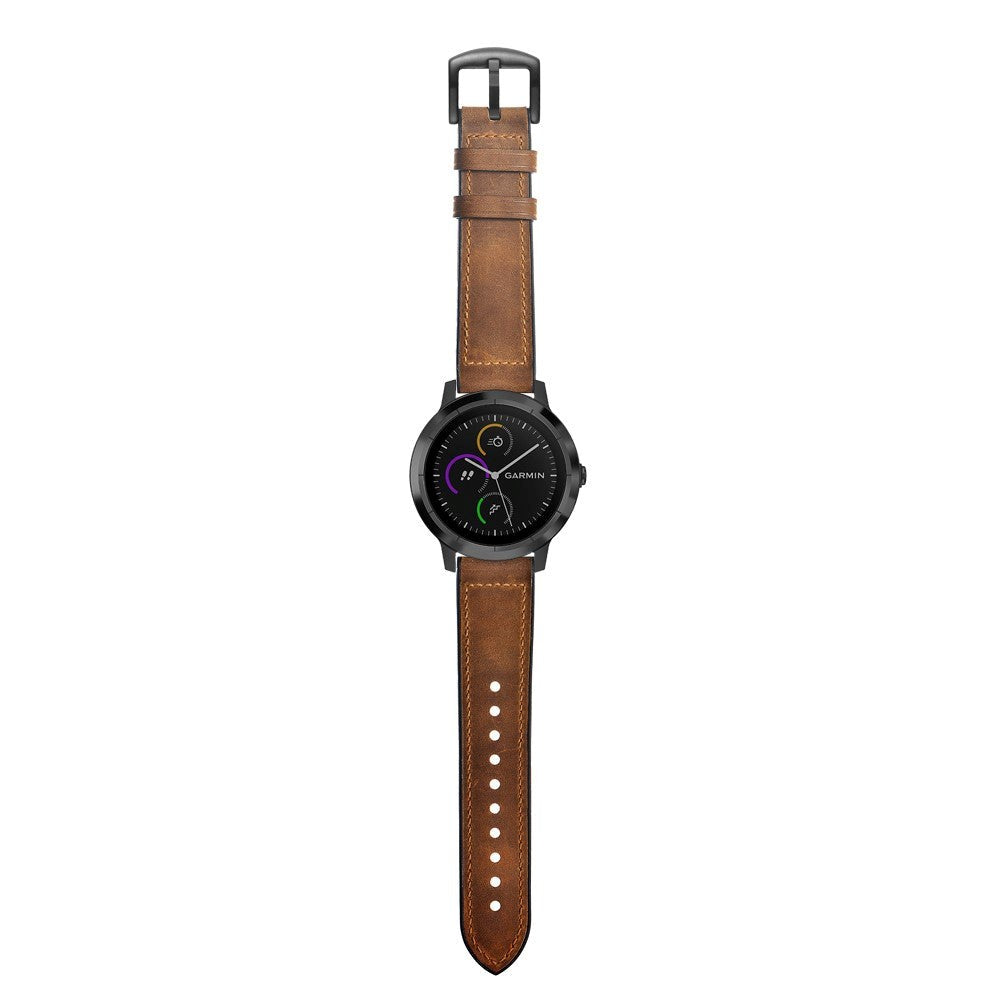 Smartwatch Leather Coated Silicone Strap (20mm QuickFit) - Brown