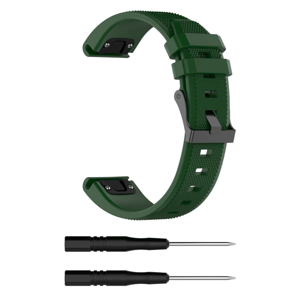 Universal Garmin Grooved Silicone 22mm QuickFit Strap - Military Green