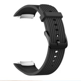 Samsung Galaxy Gear Fit2 Pro 18mm Striped Silicone Strap - Black