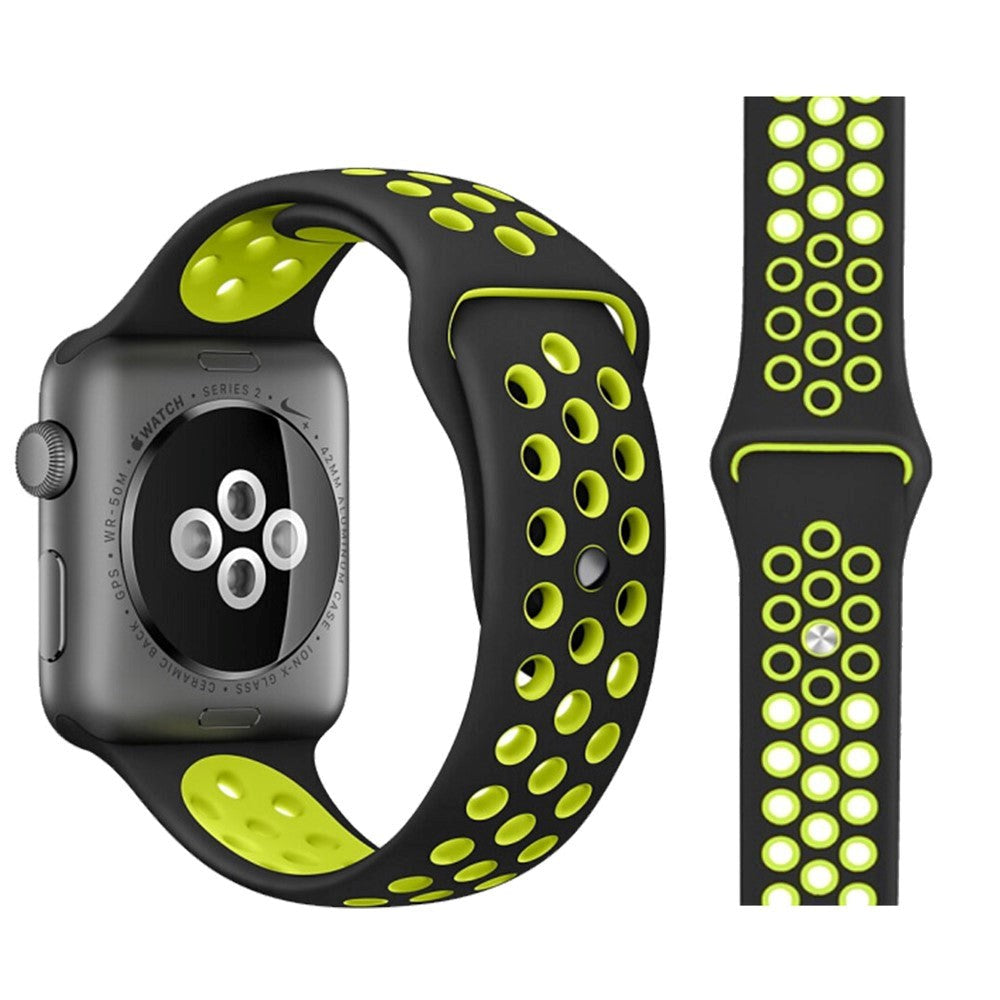 Apple Watch 38-40mm Two-Color Silicone Strap - Black / Neon Green