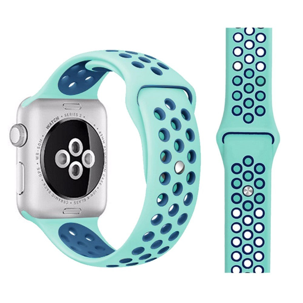 Apple Watch 38-40mm Two-Color Silicone Strap - Mint Green / Dark Blue