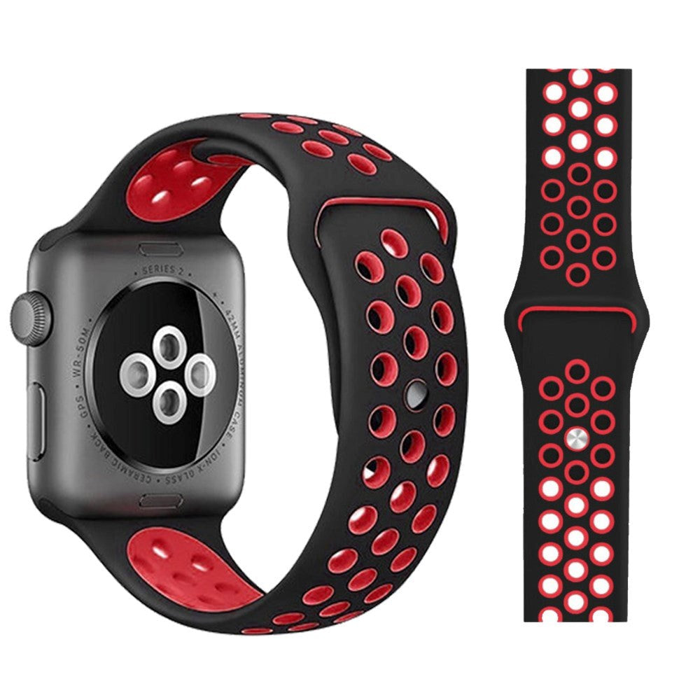 Apple Watch 38-40mm Two-Color Silicone Strap - Black / Red