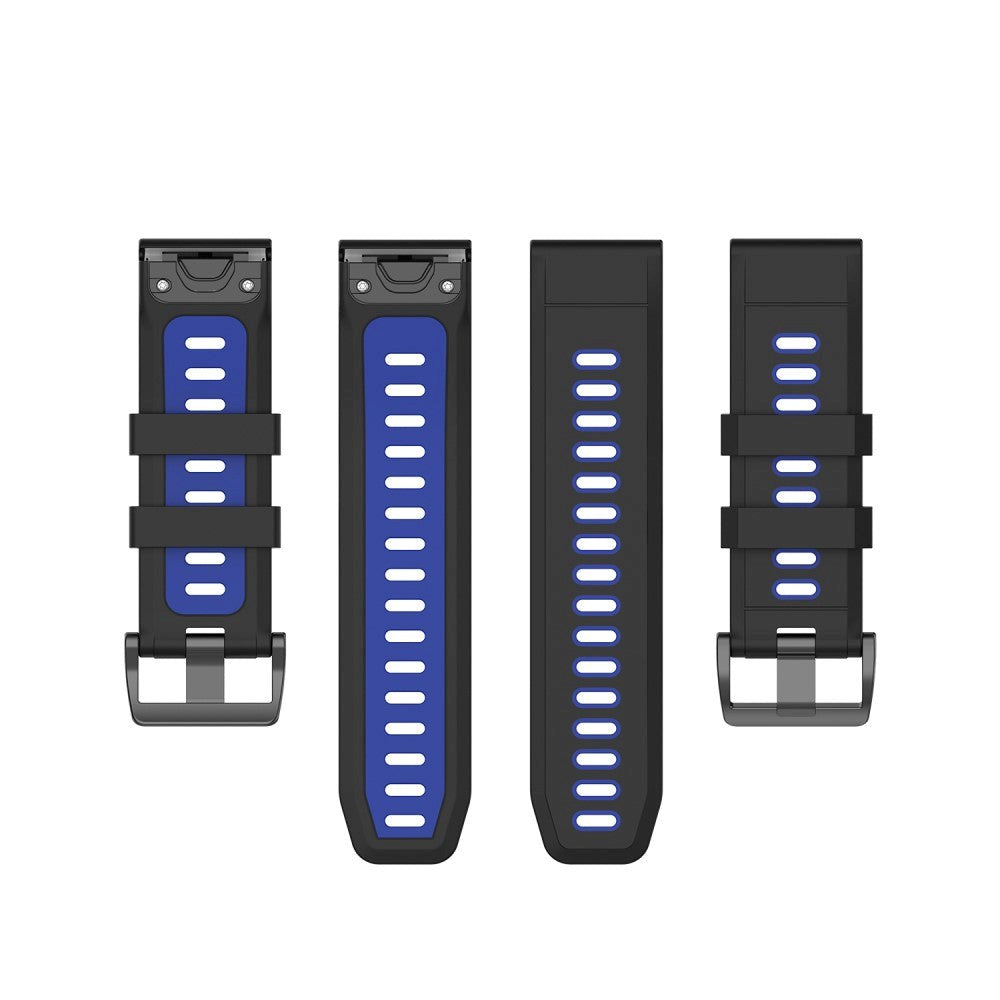 Universal Garmin Strap (26mm QuickFit) Classic Silicone Strap incl. Screwdrivers - Black / Blue