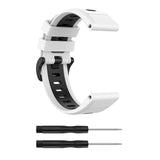 Universal Garmin Strap (26mm QuickFit) Classic Silicone Strap incl. Screwdrivers - White / Black