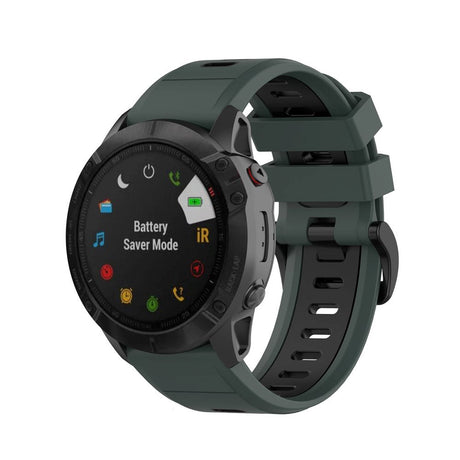 Universal Garmin Strap (26mm QuickFit) Classic Silicone Strap incl. Screwdrivers - Green / Black