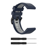 Universal Garmin Strap (26mm QuickFit) Classic Silicone Strap incl. Screwdrivers - Blue / Grey