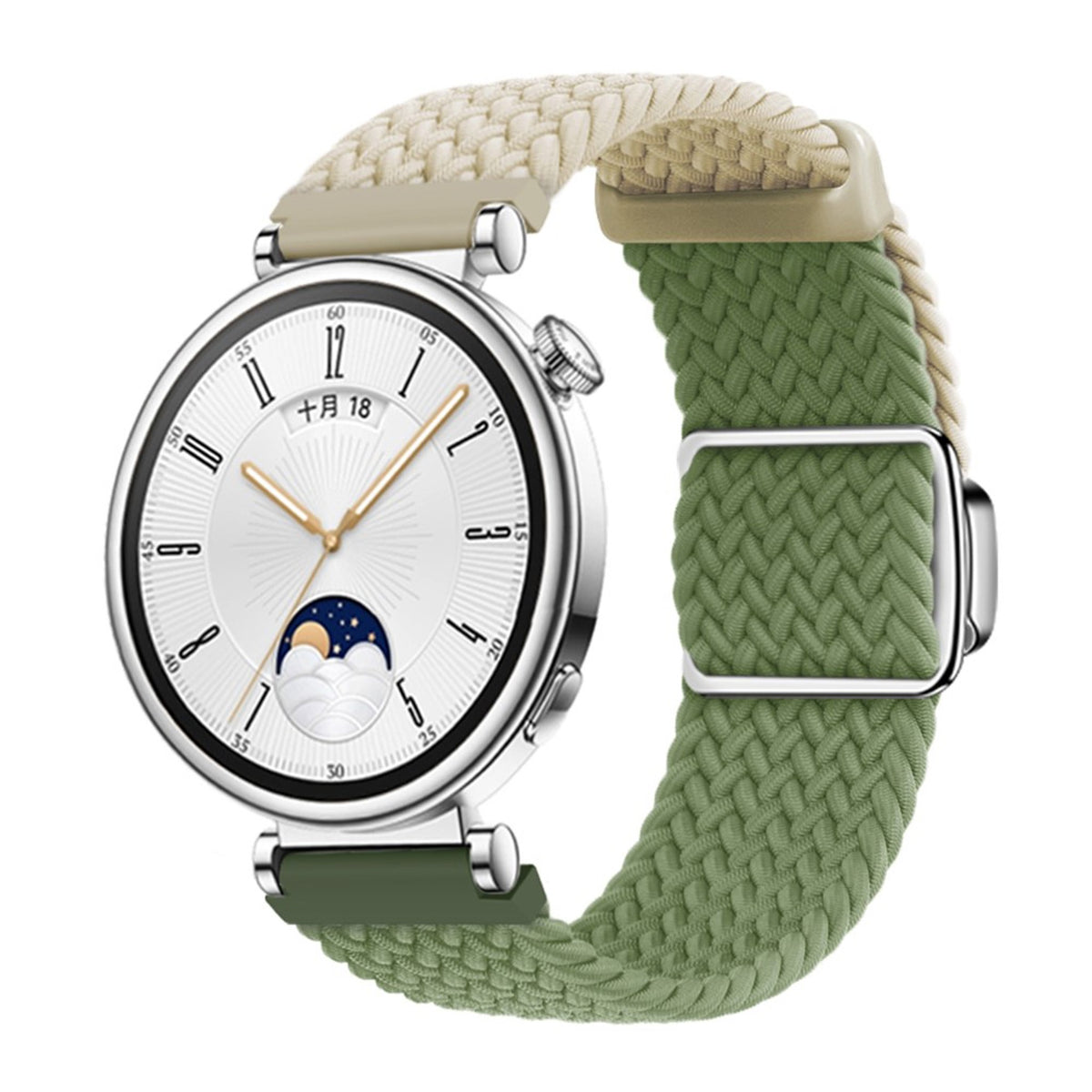 Universal 18mm EIDERWOOD Woven Watch Strap - Beige / Green