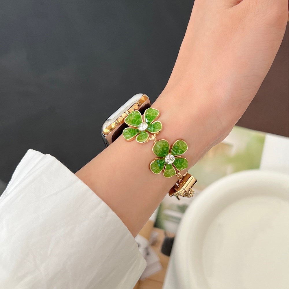 EIDERWOOD Apple Watch (38/40/SE/41/42mm) Flower Chain Strap - Gold / Green