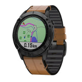 Universal Garmin 22mm QuickFit Leather & Silicone Strap - Light Brown