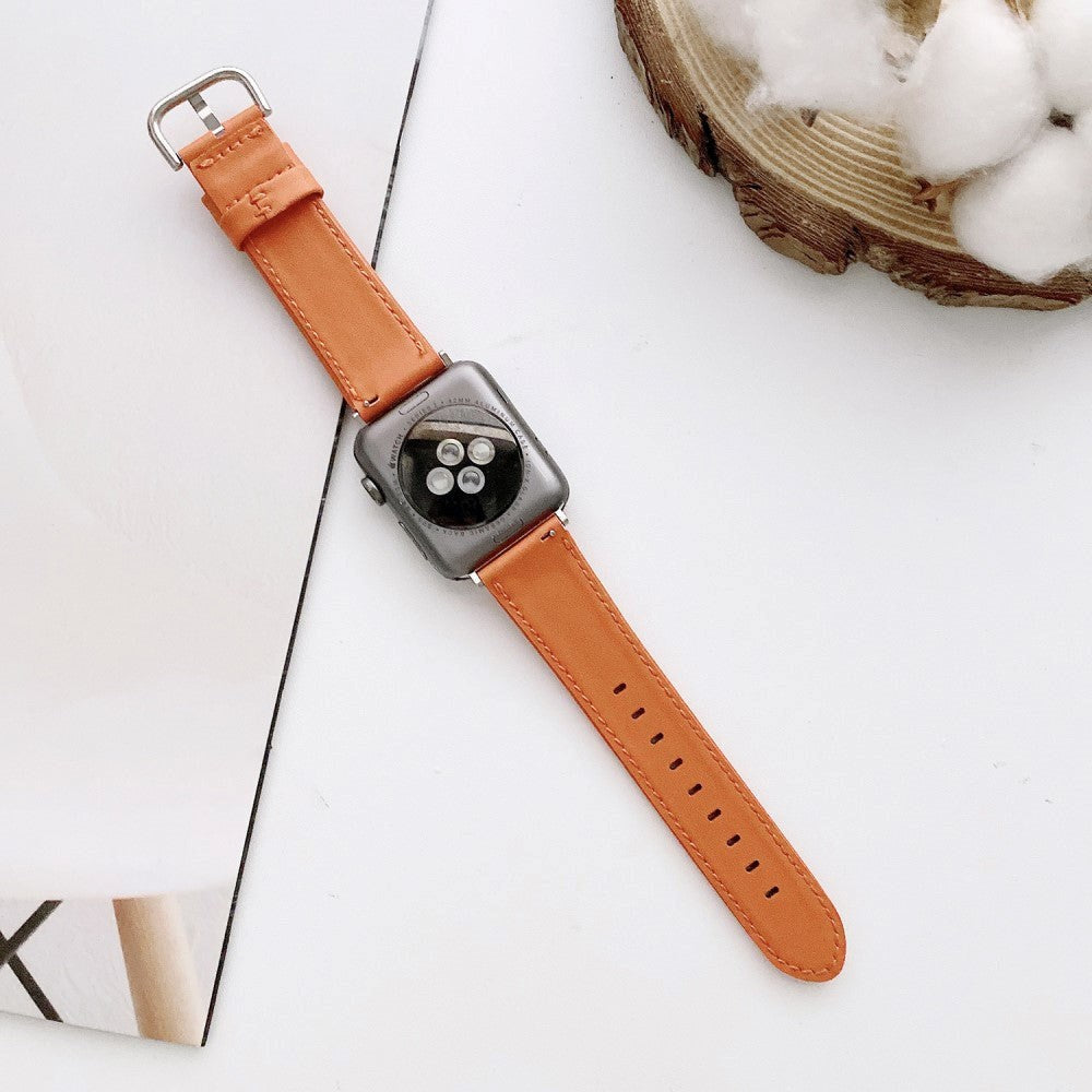 Apple Watch (38/40/SE/41/42mm) Single Colour Leather Strap - Brown