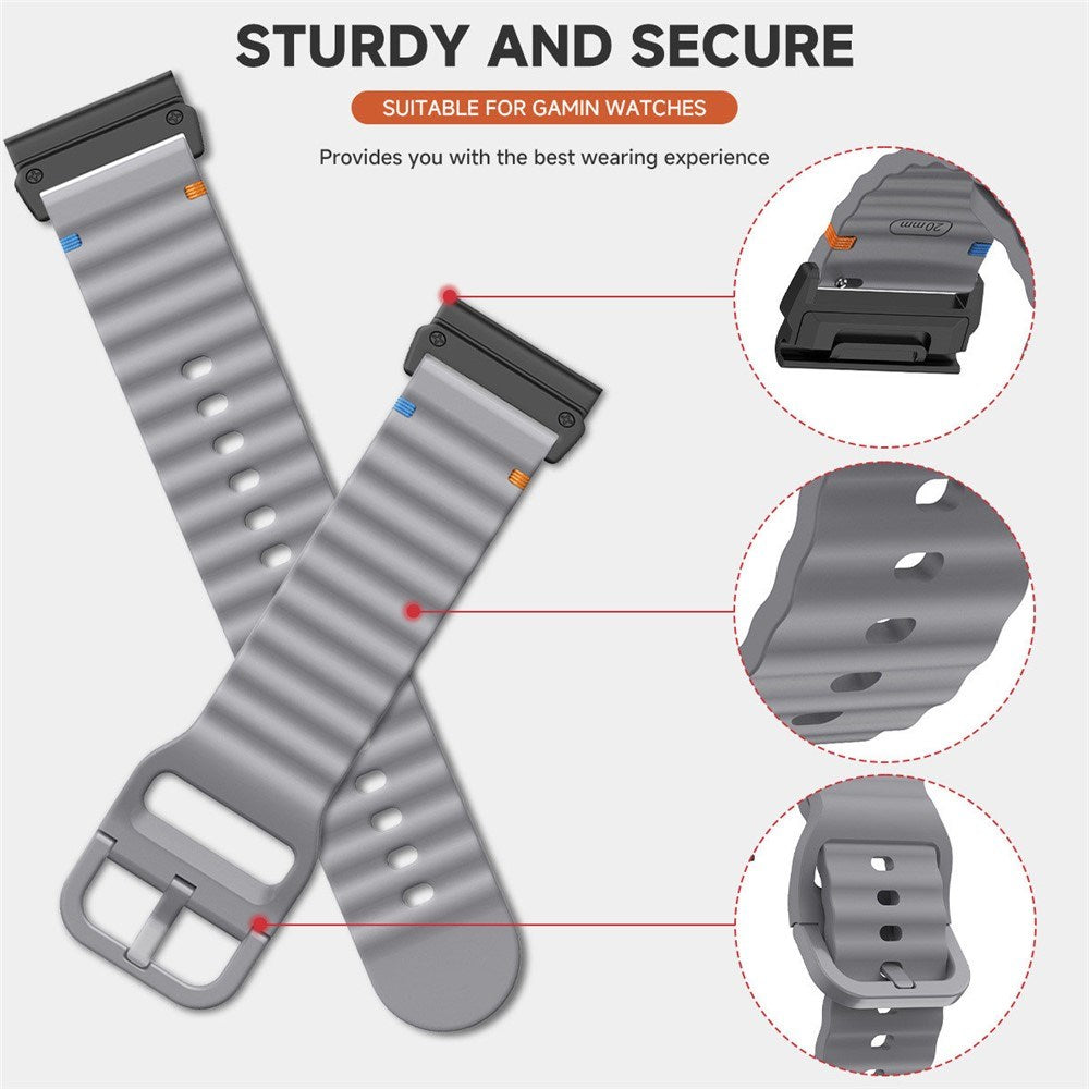 Universal Garmin 26mm QuickFit EIDERWOOD Wavy Silicone Strap - Orange