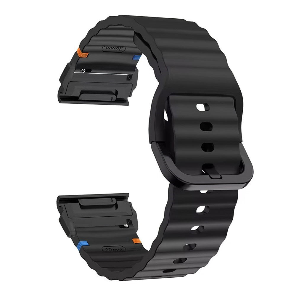 Universal Garmin 26mm QuickFit EIDERWOOD Wavy Silicone Strap - Black