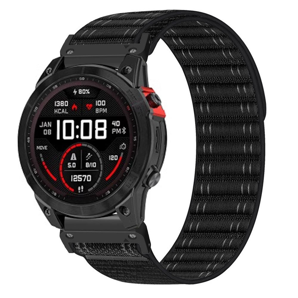 Universal Garmin 22mm QuickFit EIDERWOOD Nylon Loop Watch Strap - Black