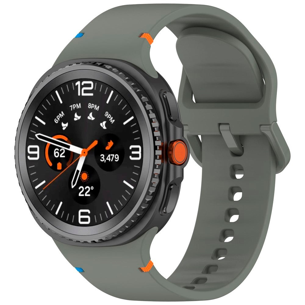 EIDERWOOD Samsung Galaxy Watch 8 / 8 Classic (40 / 44 / 46mm) Silicone Strap with Stitching Line - Army Green