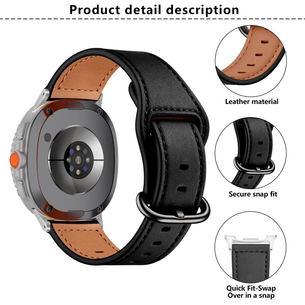 Samsung Galaxy Watch 8 / 8 Classic (40 / 44 / 46mm) Faux Leather Strap - Black