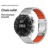 Universal Garmin 22mm QuickFit EIDERWOOD Titanium Strap w. Colored Silicone - Silver / Black