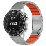 Universal Garmin 26mm QuickFit EIDERWOOD Titanium Strap w. Colored Silicone - Silver / Orange