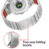 Universal Garmin 26mm QuickFit EIDERWOOD Titanium Strap w. Colored Silicone - Silver / Orange