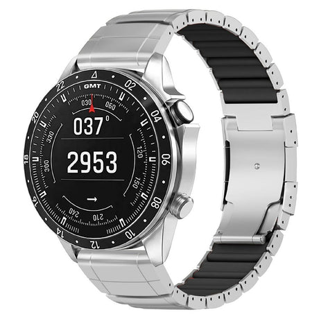 Universal Garmin 26mm QuickFit EIDERWOOD Titanium Strap w. Colored Silicone - Silver / Black