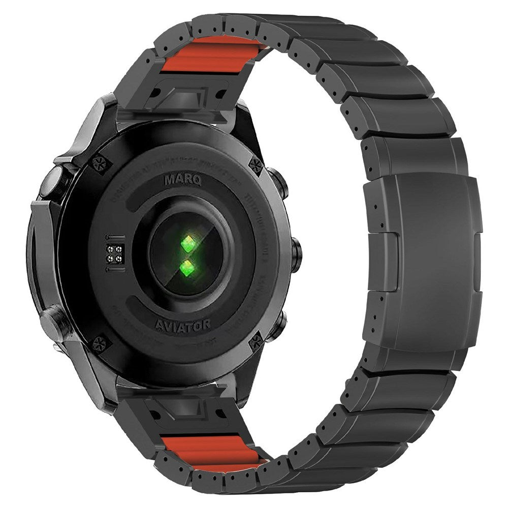 Universal Garmin 26mm QuickFit EIDERWOOD Titanium Strap w. Colored Silicone - Black / Orange