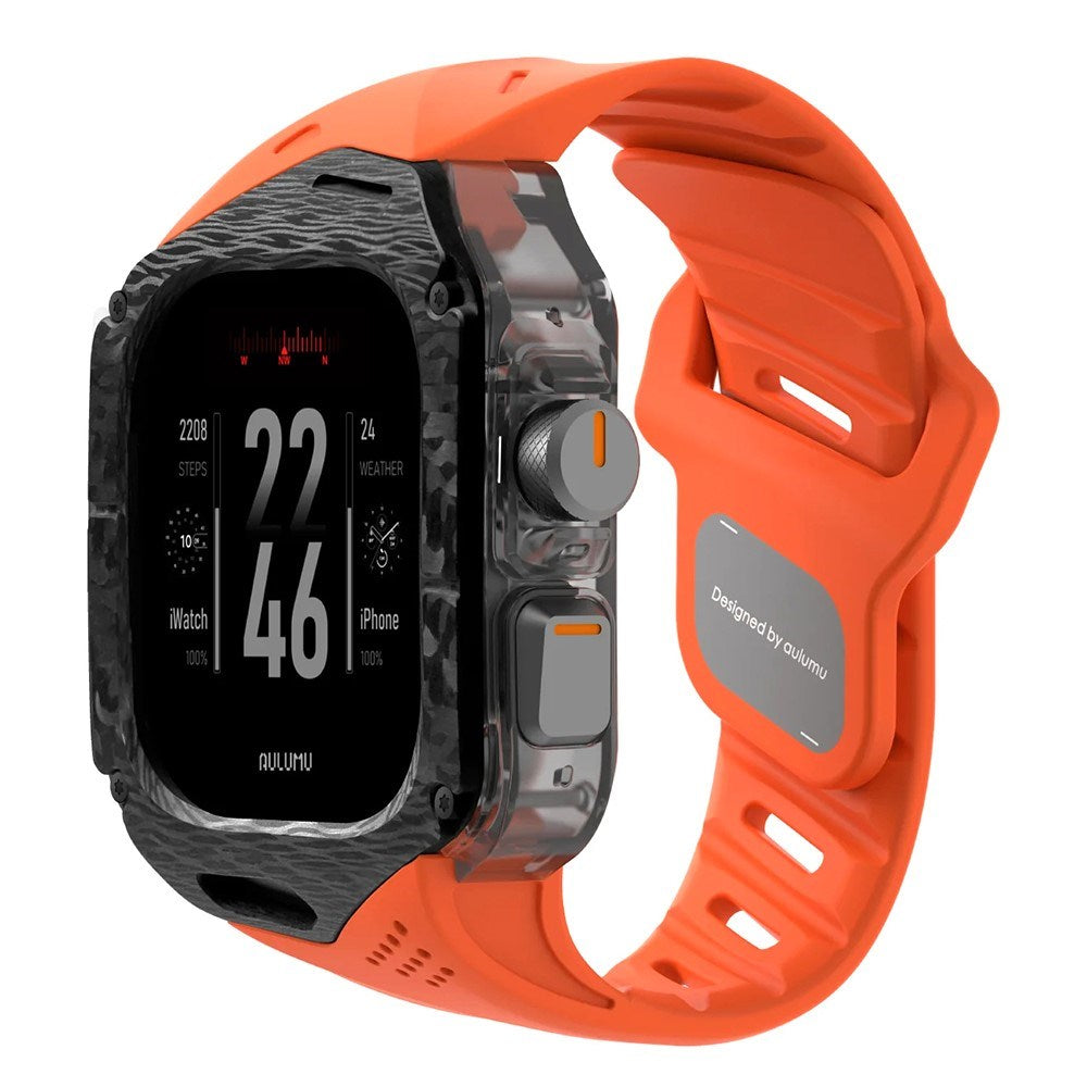 Apple Watch Ultra 4 / 3 / 2 / 1 (49mm) AULUMU Watch Strap w. Built-in Plastic Case - Orange
