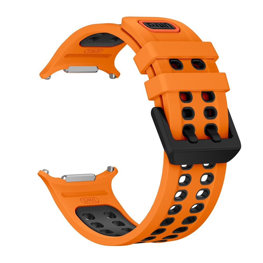 Samsung Galaxy Watch Ultra 2 / Ultra (47mm) Silicone Strap with Ventilation Holes - Orange / Black