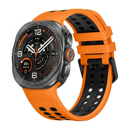 Samsung Galaxy Watch Ultra 2 / Ultra (47mm) Silicone Strap with Ventilation Holes - Orange / Black