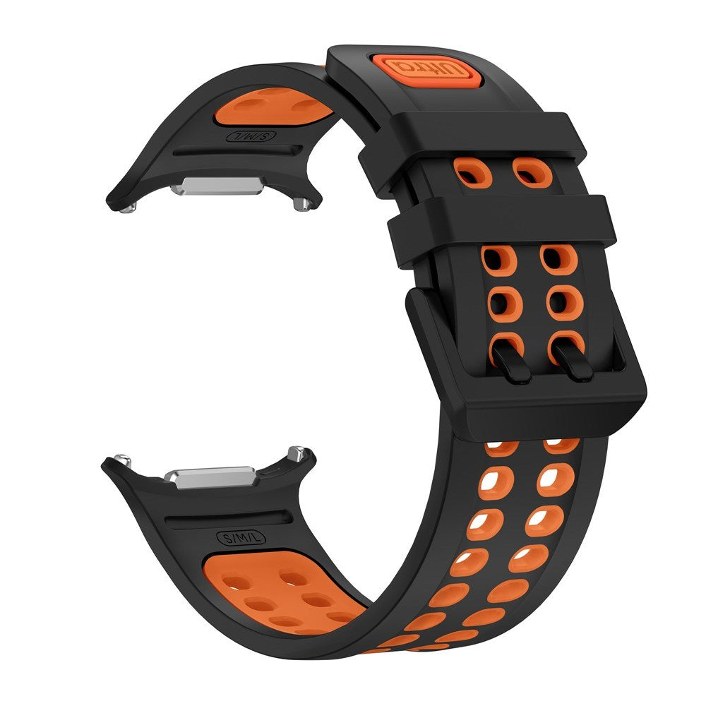 Samsung Galaxy Watch Ultra 2 / Ultra (47mm) Silicone Strap with Ventilation Holes - Black / Orange