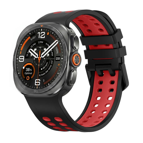 Samsung Galaxy Watch Ultra 2 / Ultra (47mm) Silicone Strap with Ventilation Holes - Black / Red
