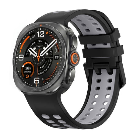Samsung Galaxy Watch Ultra 2 / Ultra (47mm) Silicone Strap with Ventilation Holes - Black / Grey