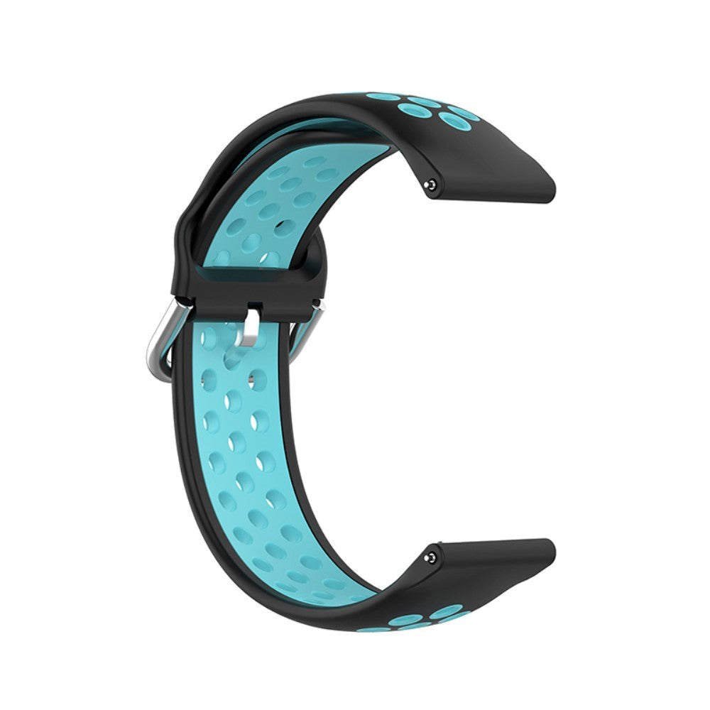 Universal Smartwatch Two-Color Silicone Strap (20mm) - Black/Turquoise