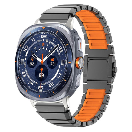 Samsung Galaxy Watch Ultra 2 / Ultra (47mm) Magnetic Metal Strap with Silicone - Grey / Orange