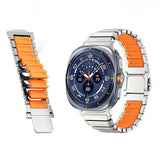 Samsung Galaxy Watch Ultra 2 / Ultra (47mm) Magnetic Metal Strap with Silicone - Grey / Orange