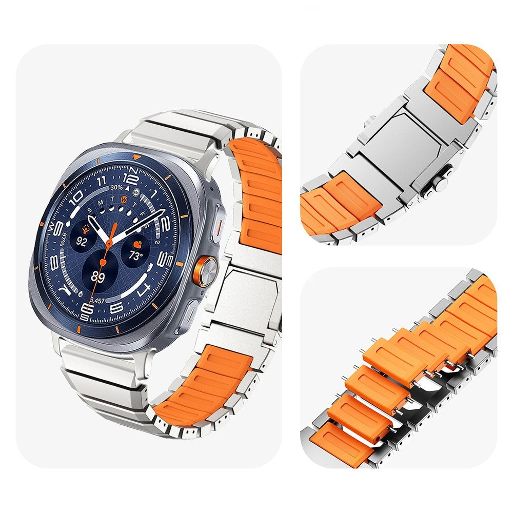 Samsung Galaxy Watch Ultra 2 / Ultra (47mm) Magnetic Metal Strap with Silicone - Grey / Black