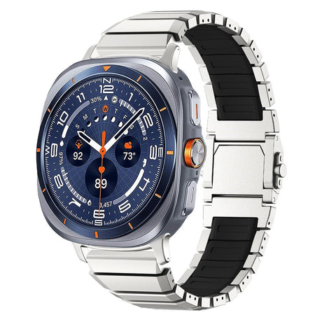 Samsung Galaxy Watch Ultra 2 / Ultra (47mm) Magnetic Metal Strap with Silicone - Silver / Black