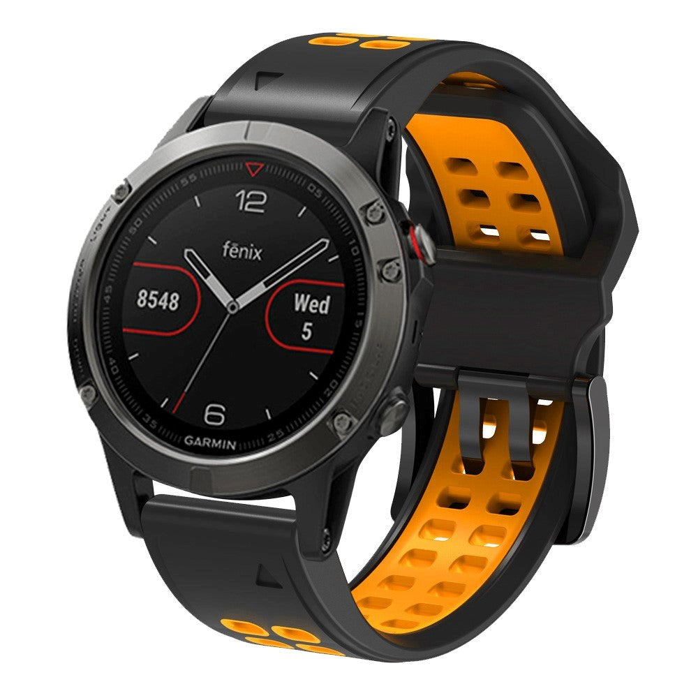 Garmin Universal Double-hole Silicone Strap (26mm QuickFit) - Black / Orange