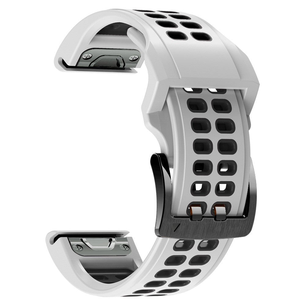 Garmin Universal Double-hole Silicone Strap (26mm QuickFit) - White / Black