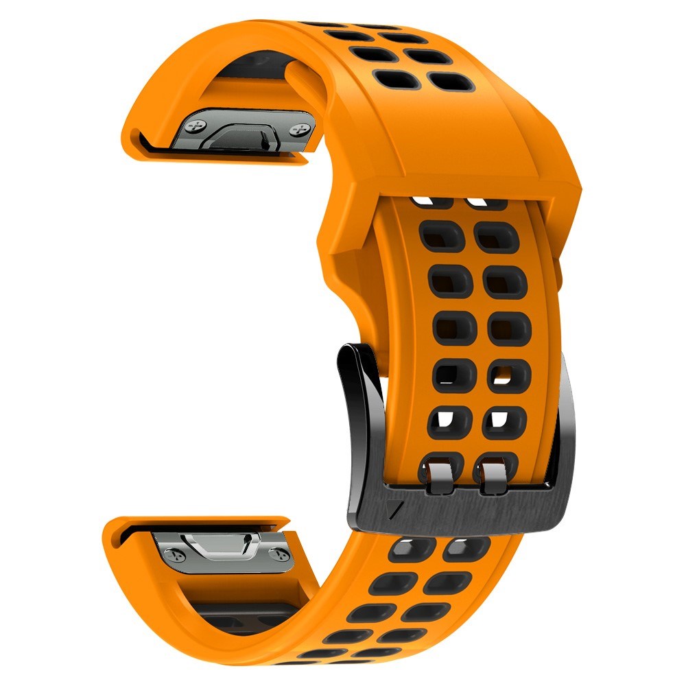 Garmin Universal Double-hole Silicone Strap (26mm QuickFit) - Orange / Black