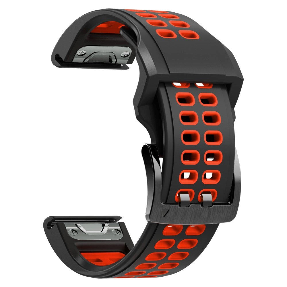 Garmin Universal Double-hole Silicone Strap (26mm QuickFit) - Black / Red